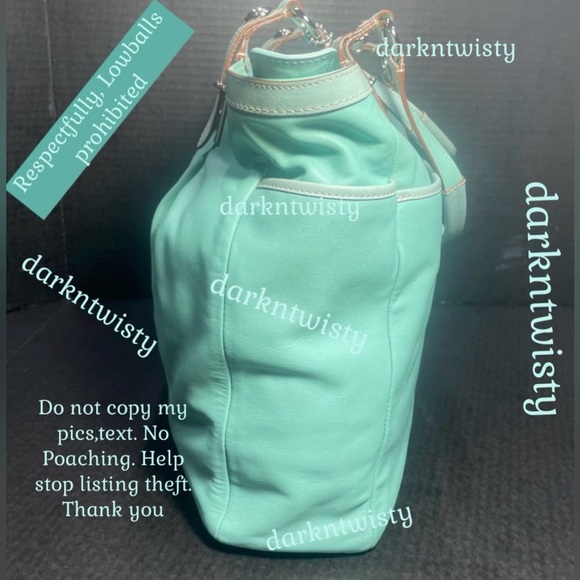 VTG Gorgeous Coach Leather Tote Robin’s Egg/Tiffany Blue NEAR PERFECT IMO Read! - Picture 4 of 12